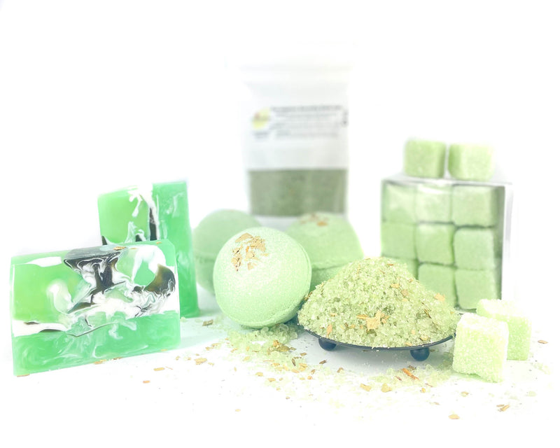 Eucalyptus Skincare Set with Soap, Bath Bombs, Bath Salt, and Sugar Scrubs