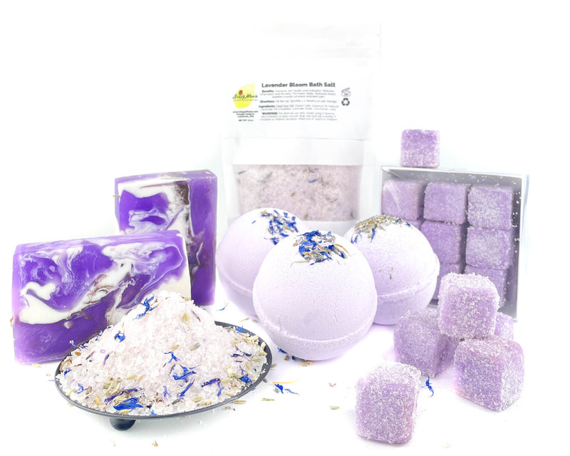 Lavender Skincare Set with Soap, Bath Bombs, Bath Salt, and Sugar Scrubs