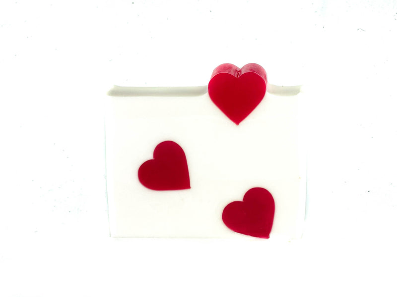 White with Red Hearts Valentine's Day Natural Bar Soap - Love Is