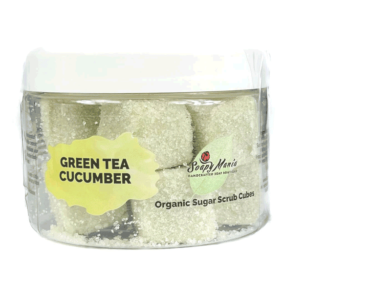 Natural Vegan Sugar Scrub Cube - Green Tea and Cucumber