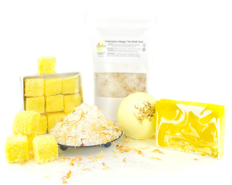 White Tea Skincare Gift Box with Soap, Bath Salts, Bath Bombs, and Sugar Scrubs