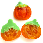 Three Orange and Green Mini Pumpkin Shaped Loofah Soap