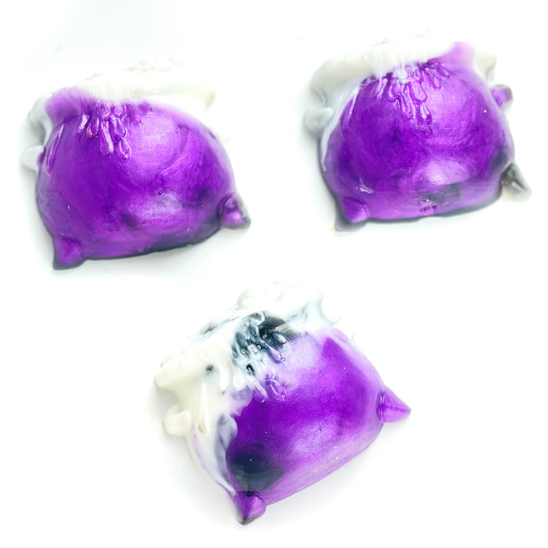 Three Purple and White Cauldrons Natural Bar Soap - Witches Brew Pot